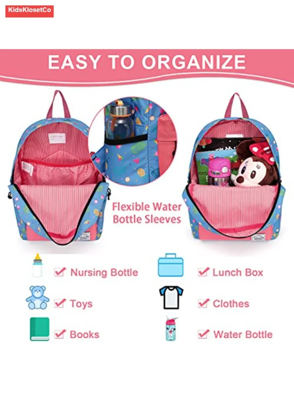 Kids Backpack Water Resistant Lightweight Small Schoolbag with Chest Strap